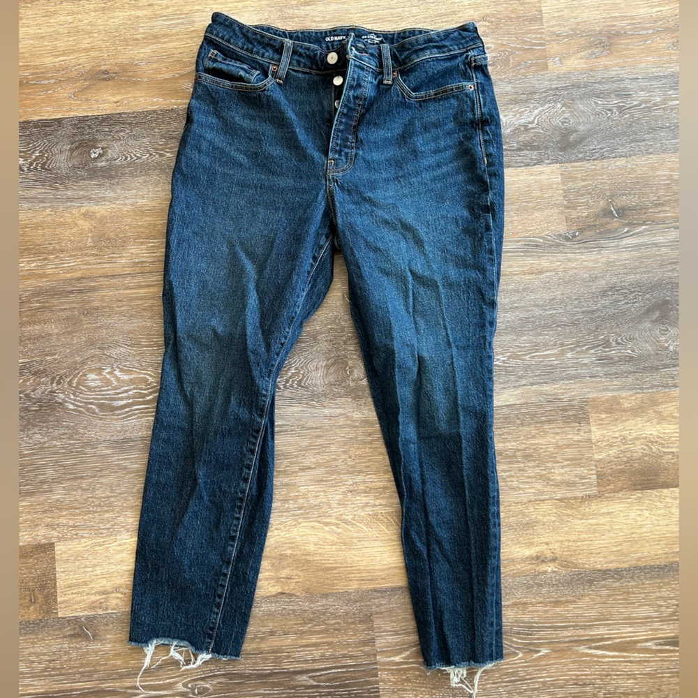 Old Navy High-Wasited Button-Fly OG Straight Cut-Off Ankle Womens Jeans